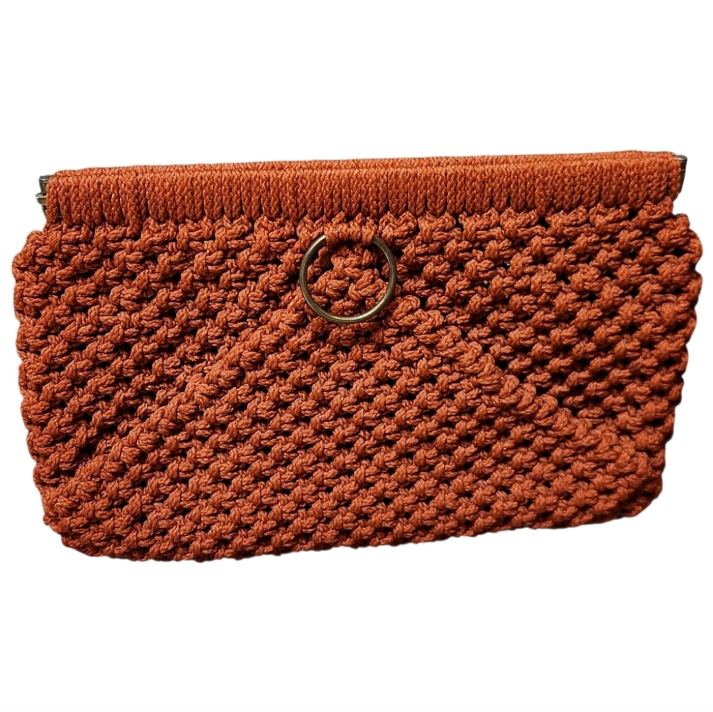 Vintage Macrame Clutch Boho Purse